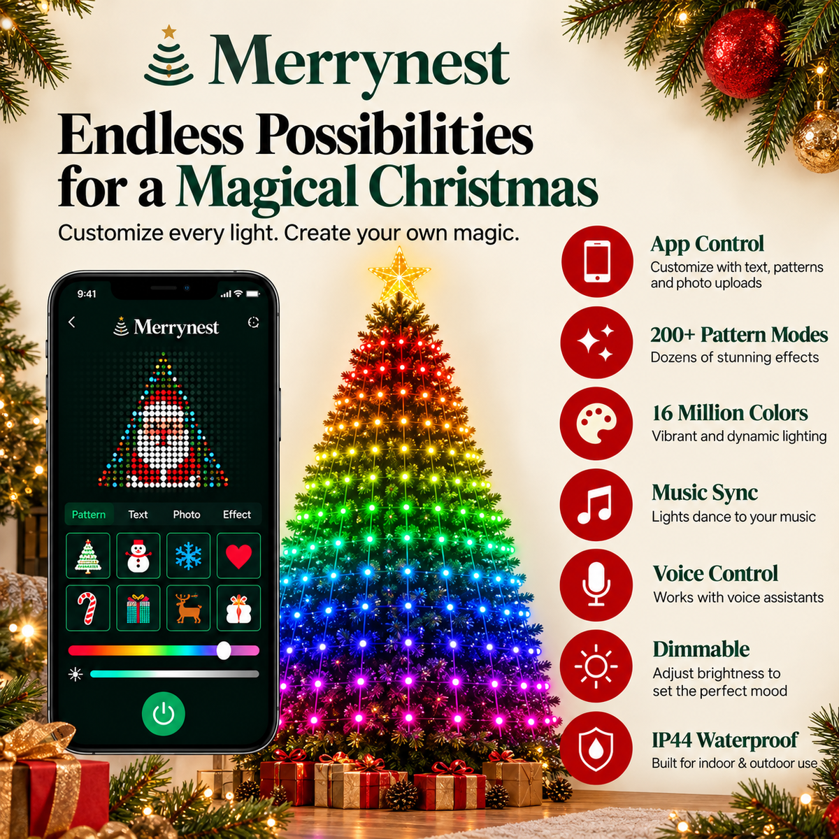 Merrynest® Smart Animated Christmas Tree Lights