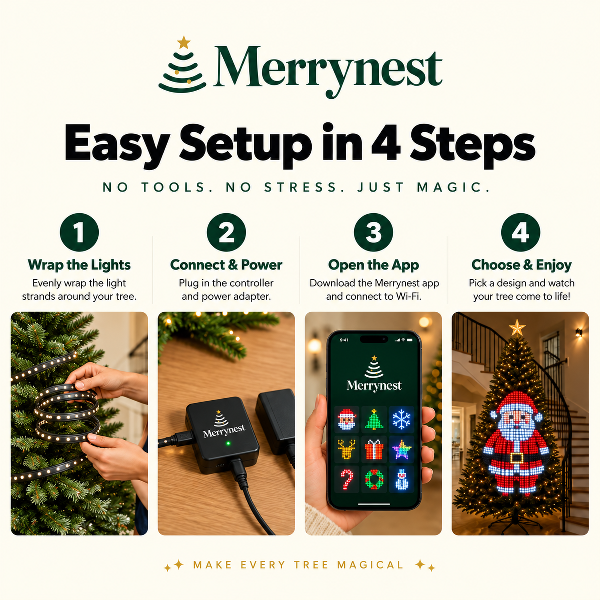 Merrynest® Smart Animated Christmas Tree Lights